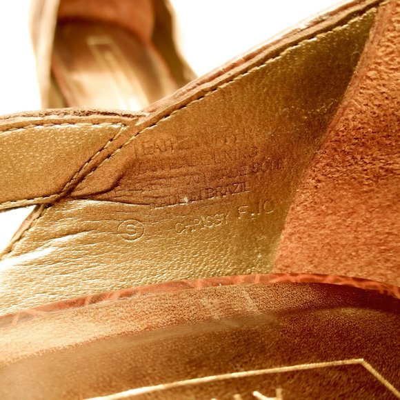 Antonio Melani Brown Leather Animal Print Peep Toe - Picture 9 of 11